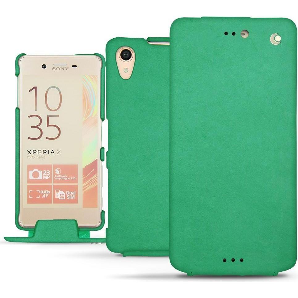 Noreve Lederschutzhülle vertikal (Sony Xperia X Performance), Smartphone Hülle, Grün