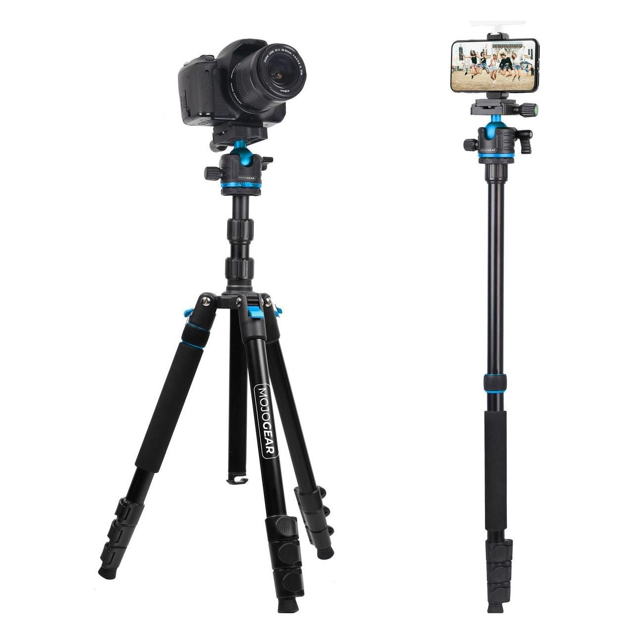 Mojogear Mojogenar Swift Tripod 175 Cm Mit Monopod En-Telefonhalter (Mg-T03) (Kunststoff), Stativ, Schwarz