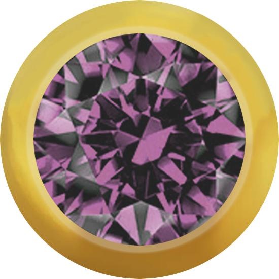 Produktbild Star Piercing Micro Kugel vergoldet mit Kristall hellviolett (ohne Messing, Chirurgenstahl 316L)