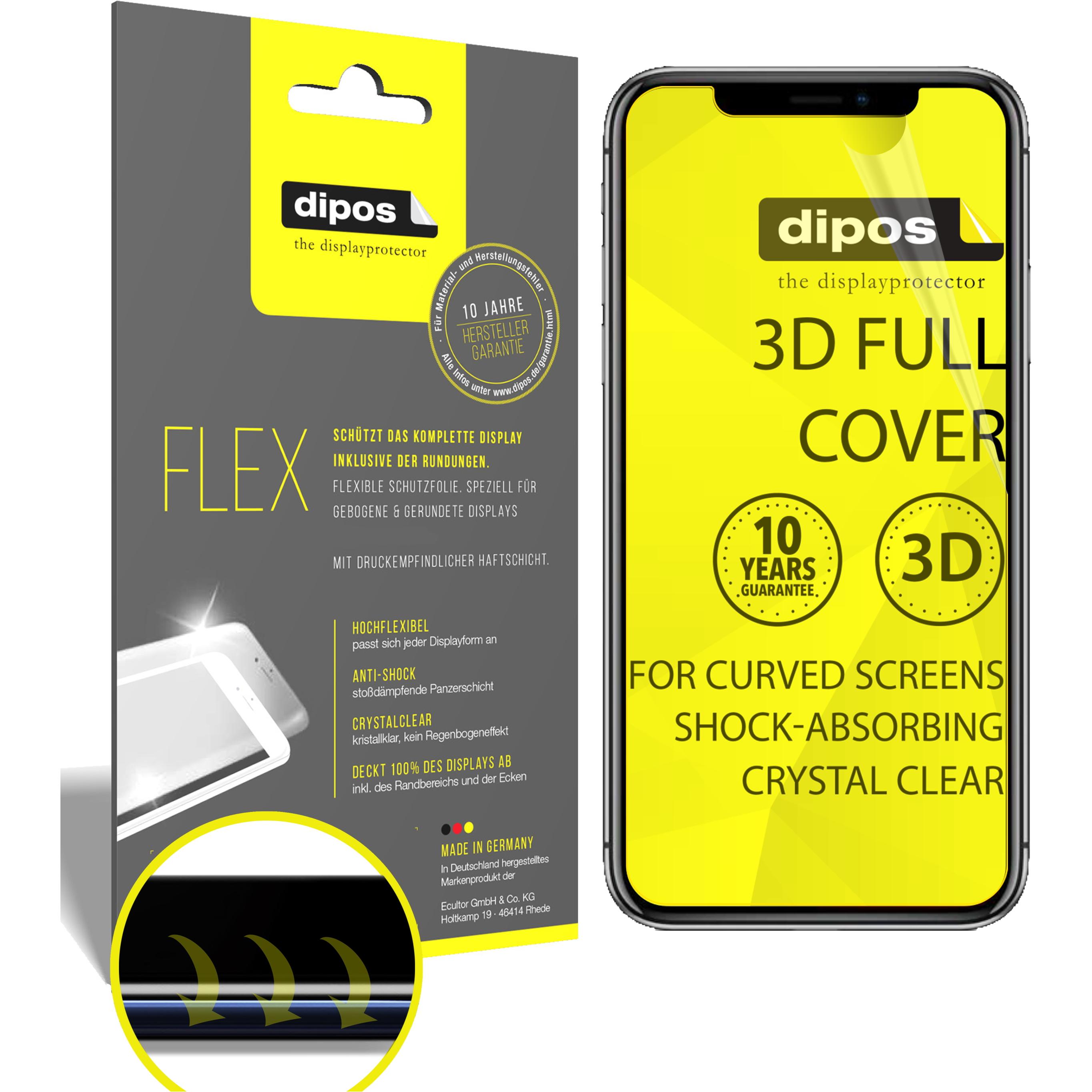 Dipos Displayschutzfolie Full-Cover 3D (2 Stück, Apple iPhone 11 Pro Max), Smartphone Schutzfolie, Transparent