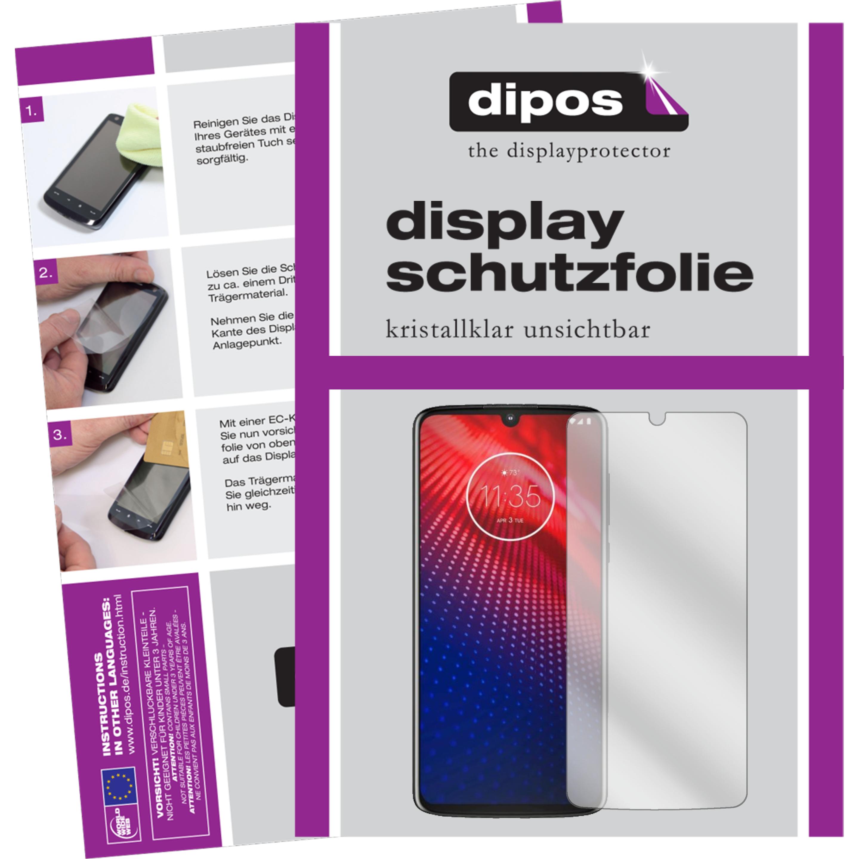 Dipos Displayschutzfolie Crystalclear (2 Stück, Motorola Moto Z4), Smartphone Schutzfolie, Transparent