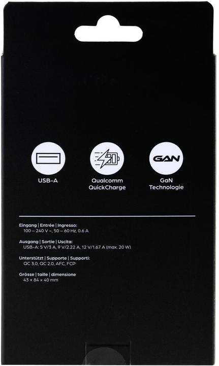 Produktbild Onit USB-Wandladegerät Single 1A 20 W GaN Schwarz (20 W, 1 Port)