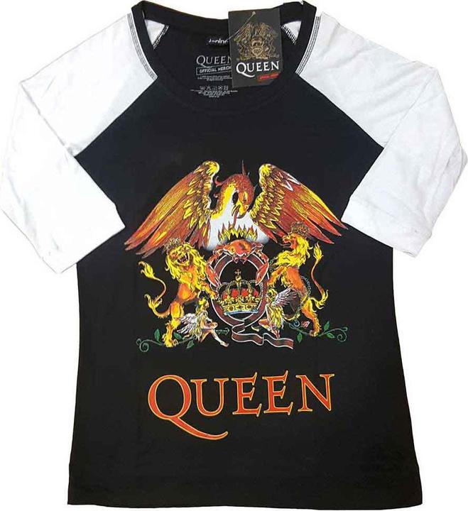Queen Classic Crest (Black, White) Raglan (Girlie)