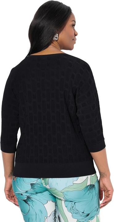 Produktbild Ulla Popken Strickshirt, 3D-Design, Oversized, V-Ausschnitt, Halbarm (56)