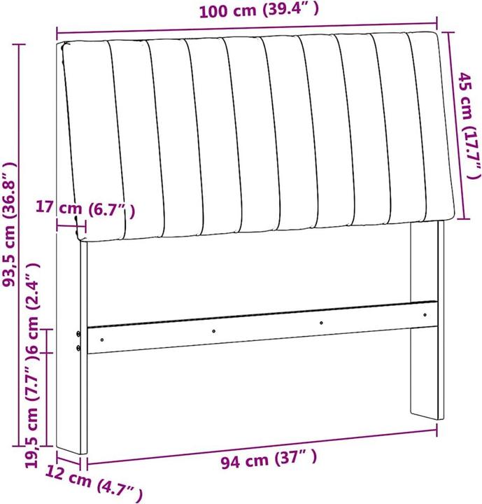 Image du produit vidaXL Gepolstertes Kopfteil (17 x 100 x 93.50 cm)