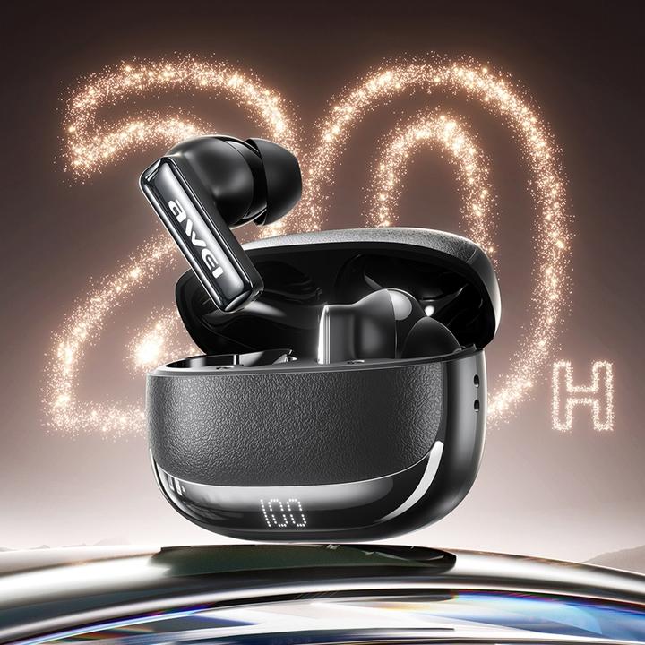 Actual product image Awei Słuchawki bezprzewodowe TA19 ANC Bluetooth 6.0 TWS + stacja dokująca czarny (ANC, Docking, Wireless)