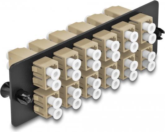 Produktbild Delock LWL Adapter Panel LC Duplex OM1 / OM2 12 Port beige (S/FTP, CAT6, 0.11 m)