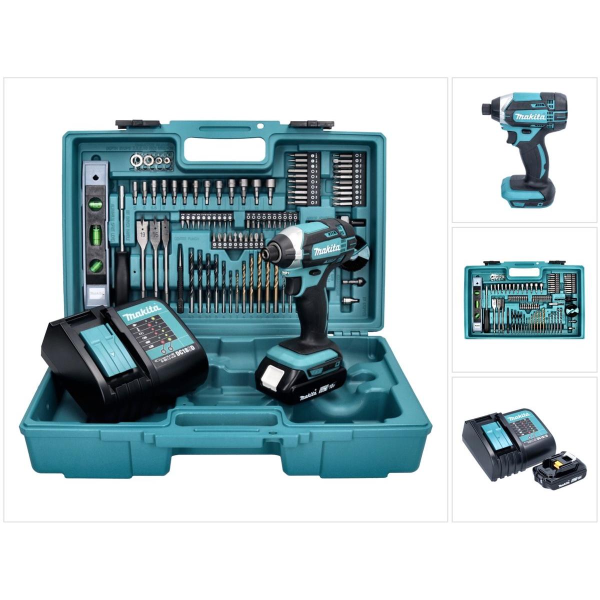 Makita, Bohrmaschine + Akkuschrauber, DTD 152 SAX5 Akku Schlagschrauber 18 V 165 Nm + 1x Akku 2,0 Ah + Ladegerät + 101 t...