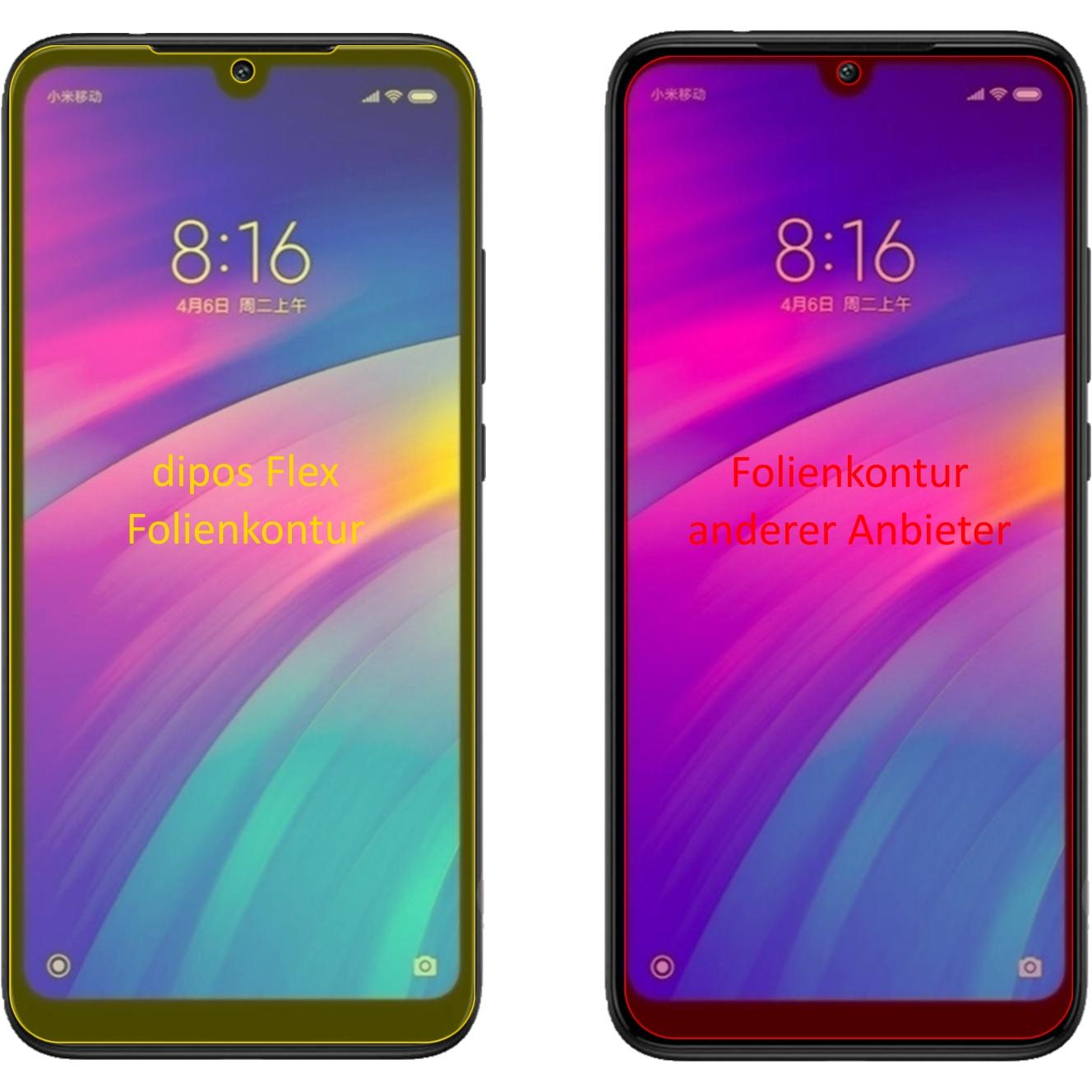 Thumbnail - Dipos Displayschutzfolie Full-Cover 3D (2 Stück, Xiaomi Redmi 7), Smartphone Schutzfolie, Transparent