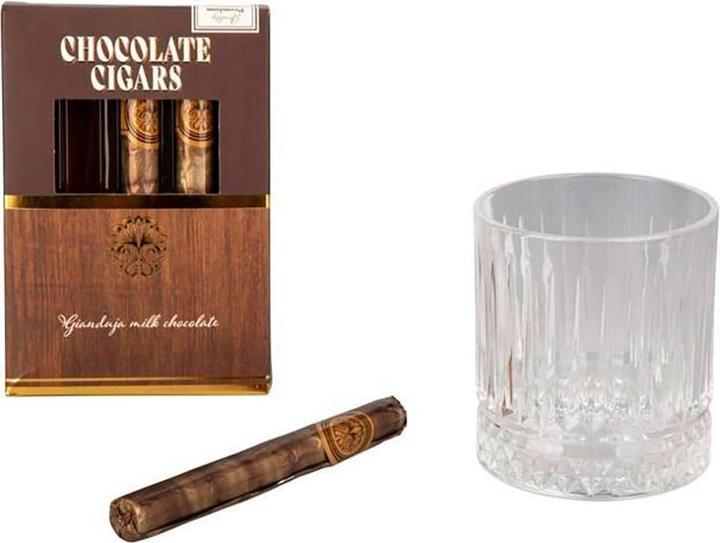 Actual product image Becky's Gentleman gift set - whiskey glass and 3 chocolate cigars (3 dl, 1x, Whisky glass)