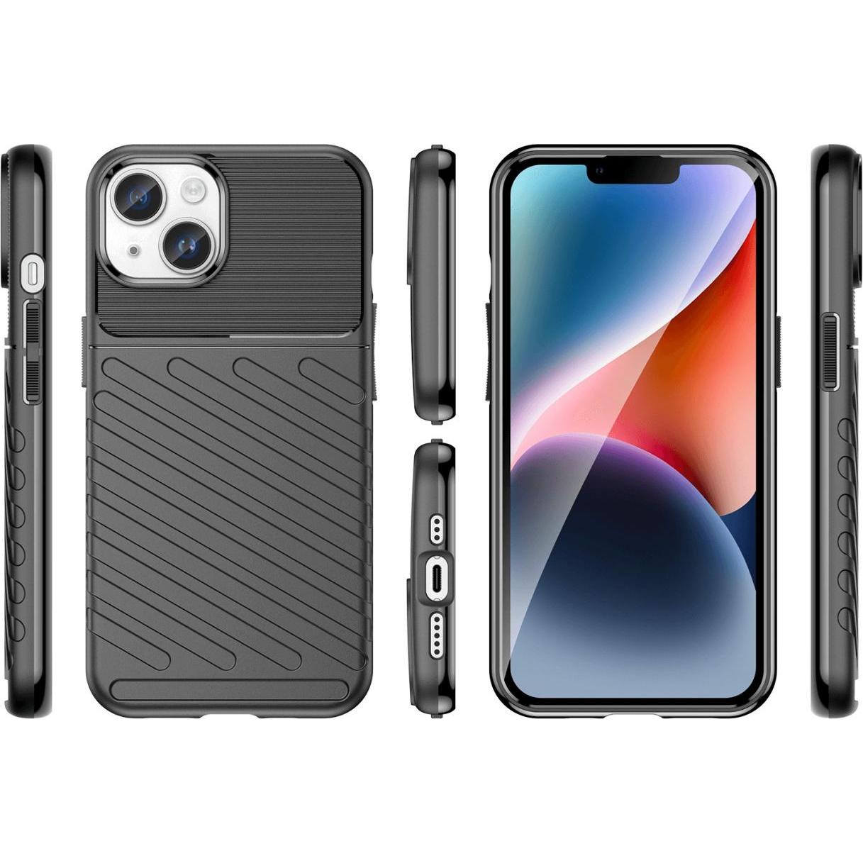 Thumbnail - Cover-Discount iPhone 15 Plus - Textur Gummi Hülle schwarz (Apple iPhone 15 Plus), Smartphone Hülle, Schwarz