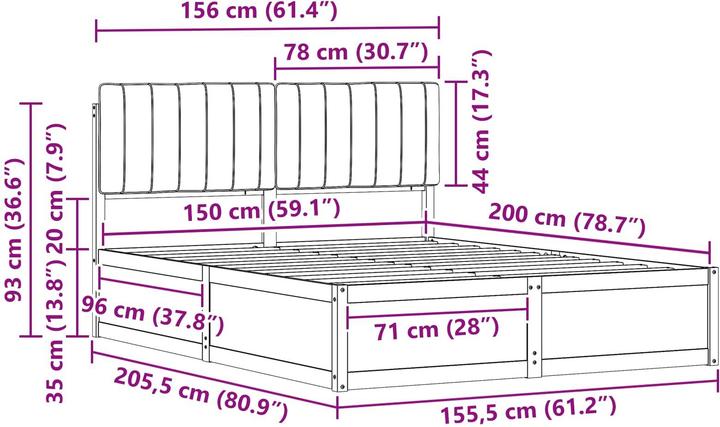 Image du produit vidaXL Holzbett (150 x 200 cm)