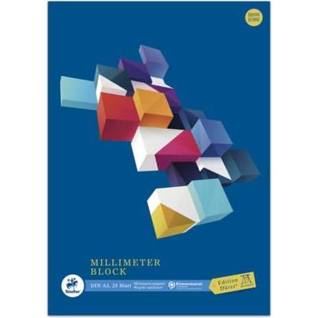 Edition Dürer, Kopierpapier, Staufen Millimeterblock - DIN A3, 25 Blatt, premiumweisses 90g/m² Papier, Millimeter-Li (90...