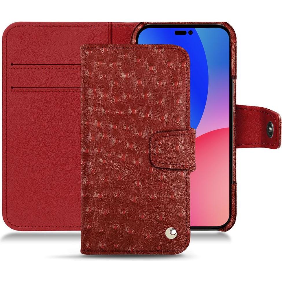 Noreve Lederschutzhülle Wallet (Apple iPhone 14 Pro Max), Smartphone Hülle, Rot