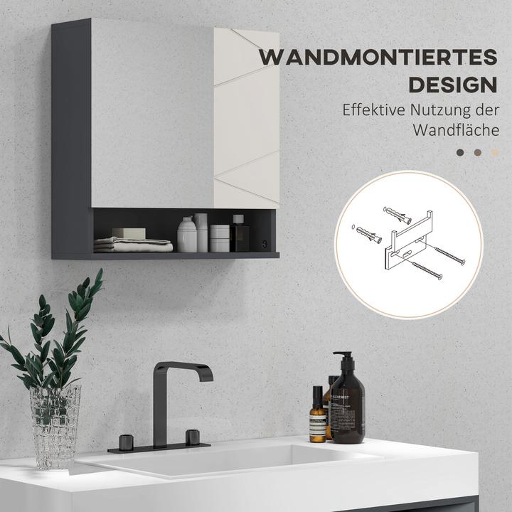 Produktbild Kleankin Spiegelschrank Spanplatte, Glas Grau (55 x 17 x 55 cm)