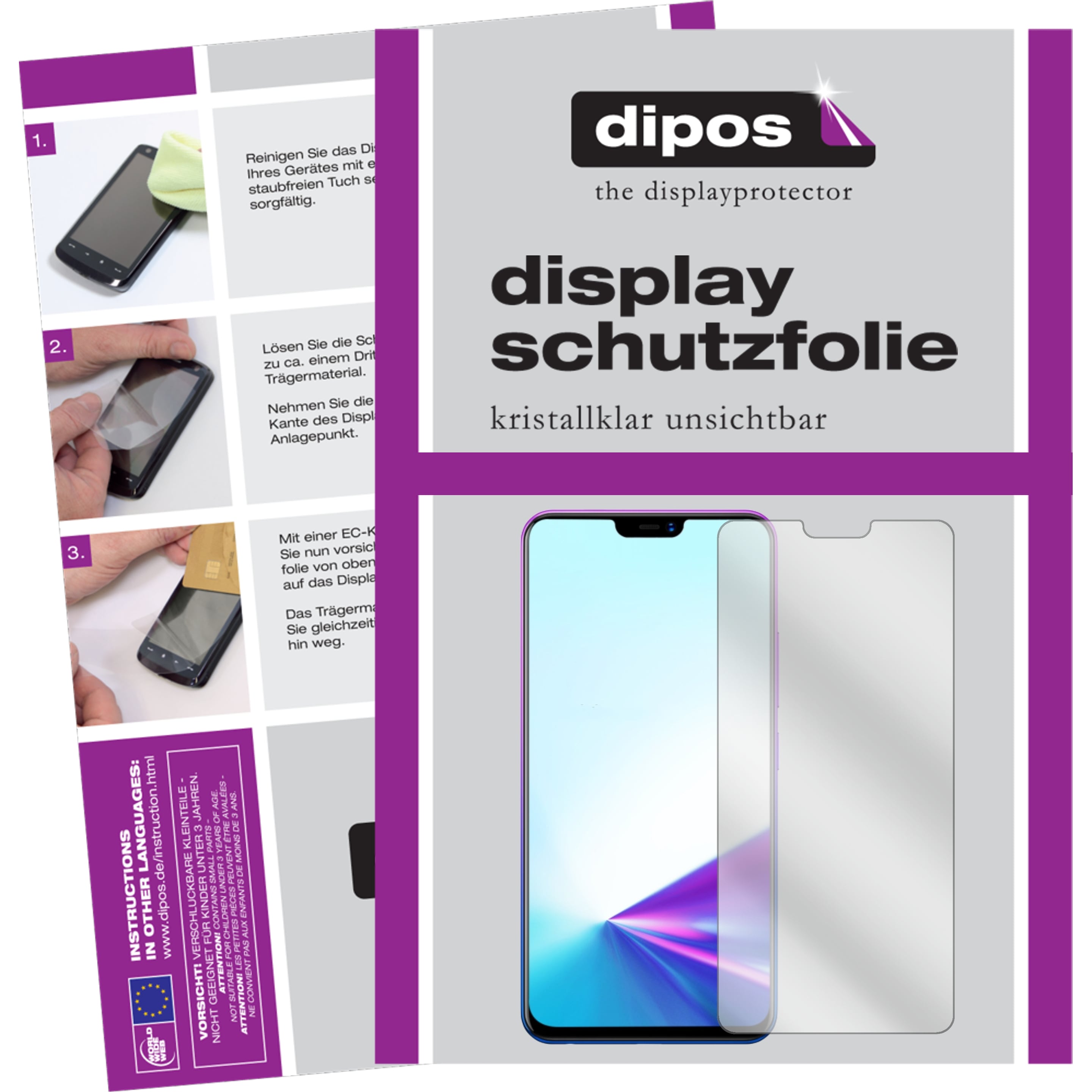 Dipos Displayschutzfolie Crystalclear (4 Stück, Vivo Z3x), Smartphone Schutzfolie, Transparent