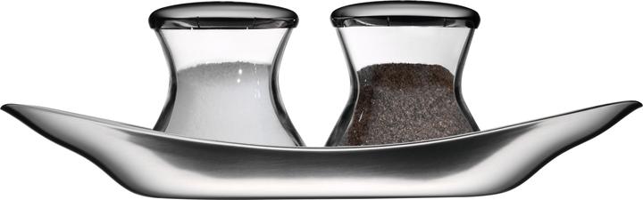 Produktbild WMF Salz und Pfefferstreuer Set Teller 3tlg Max & Moritz Wagenfeld Edelstahl matt (Salz, Pfeffer)