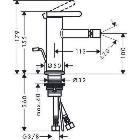 Thumbnail - hansgrohe, Badarmatur, Einhebel-Bidetmischer AXOR ONE m ZAG 1 1/4Zoll mattschwarz