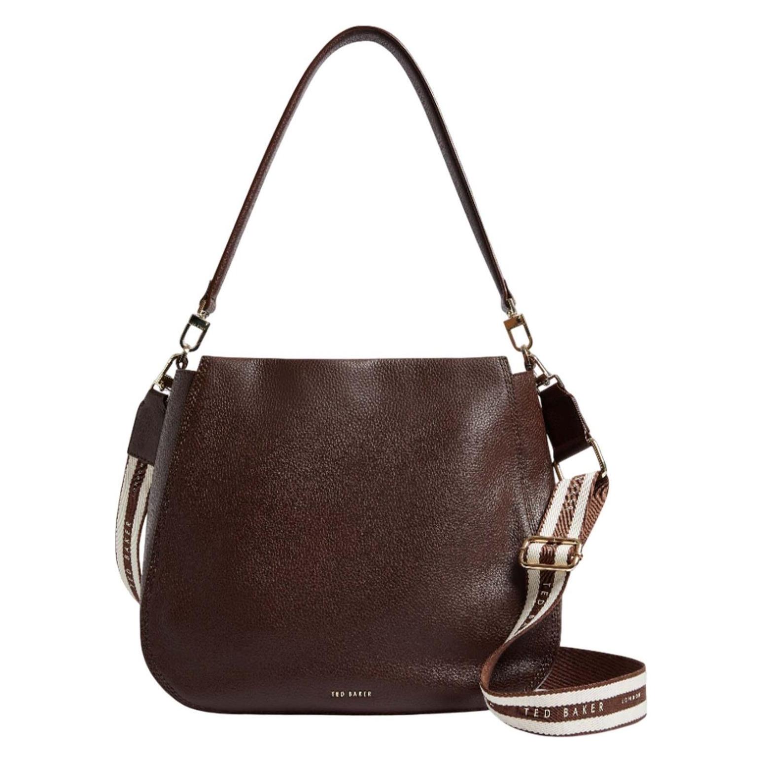 Ted Baker, Damen, Handtasche, Willda Branded Webbing Leather Hobo Bag, Braun