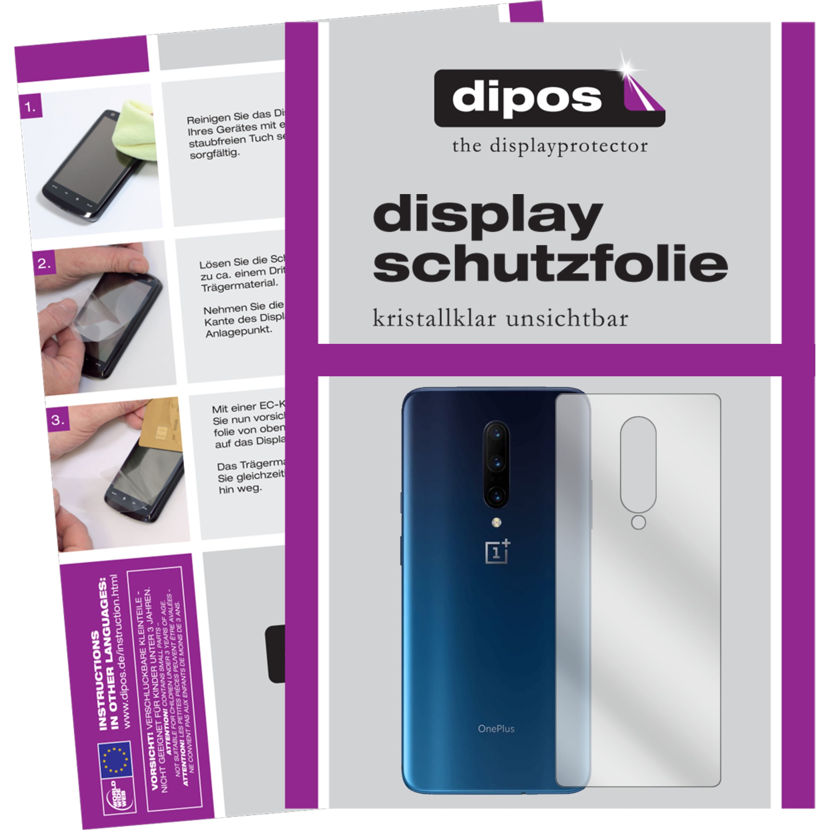 Dipos Displayschutzfolie Crystalclear (1 Stück, OnePlus 7 Pro), Smartphone Schutzfolie, Transparent