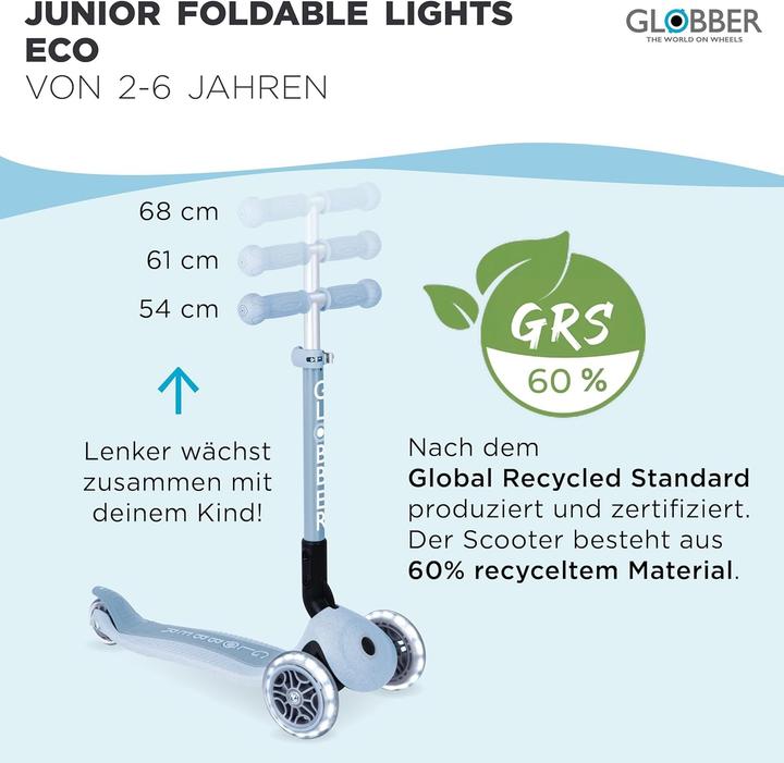 Produktbild Globber JUNIOR FOLDABLE LIGHTS ECO blaubeere,mit Leuchtrolle