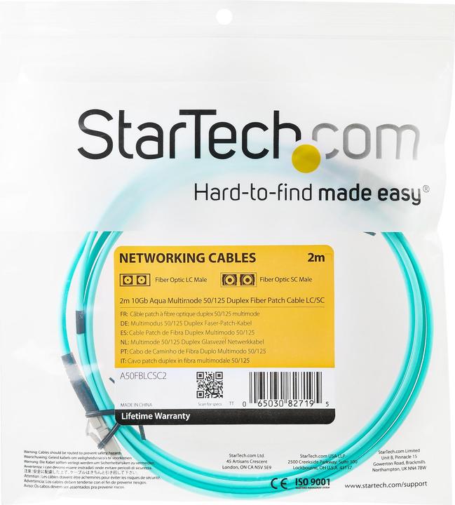 Produktbild StarTech 2m Aqua Fiber Patch Cable (2 m)