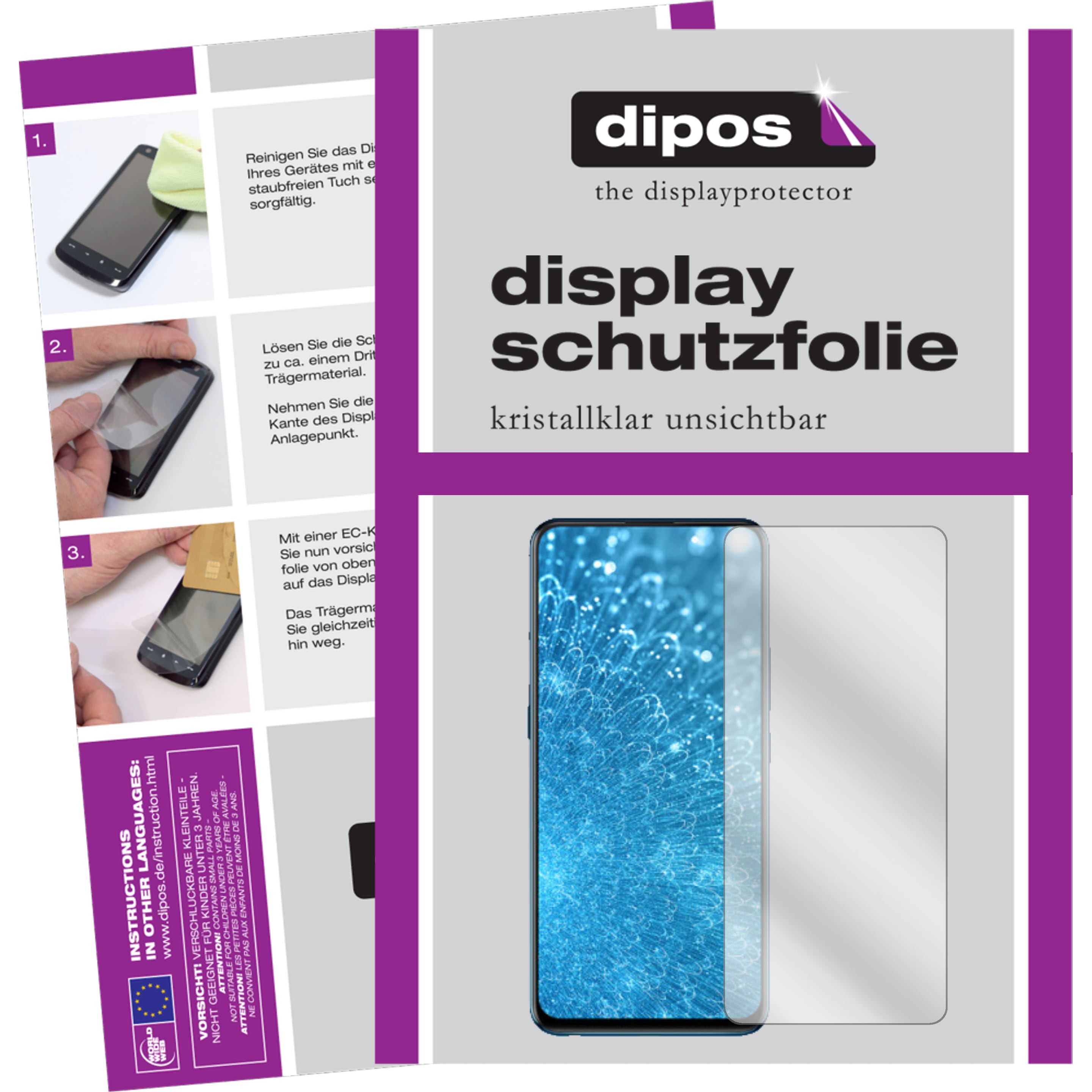 Dipos Displayschutzfolie Crystalclear (2 Stück, Vivo V15), Smartphone Schutzfolie, Transparent