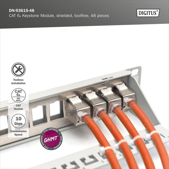 Actual product image Digitus CAT 6A Keystone Jack, shielded, 48 pcs. tool-free connection (Keystone module)