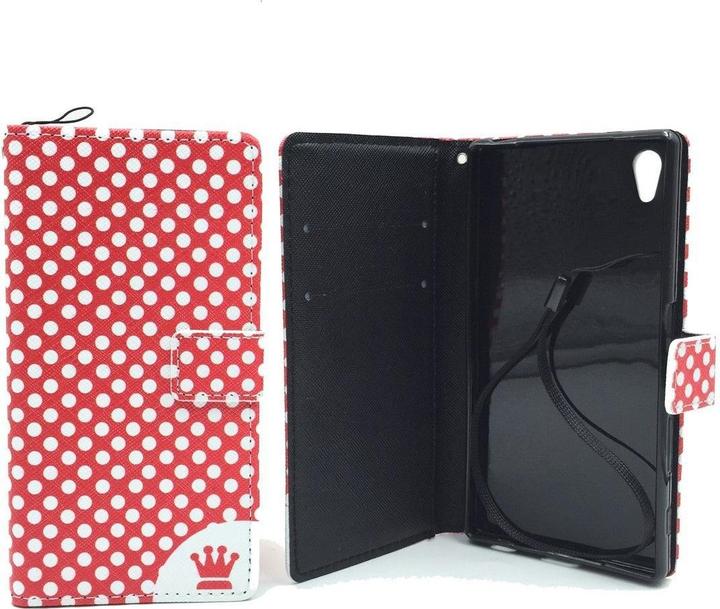 Produktbild König Design Schutz Hülle für Sony Xperia Z5 Polka Dot Rot Tasche Case Cover + 1 Panzer Schutz Glas (Sony Xperia Z5)