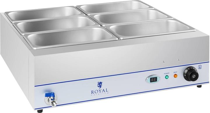 Immagine prodotto Royal Catering Bagnomaria - 2000 W - 6 x Contenitori GN 1/3 - Con rubinetto di scarico