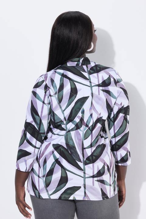 Actual product image Ulla Popken Slinkyshirt, Blätter, A-Linie, Kelchkragen, 3/4-Arm (42, 44)