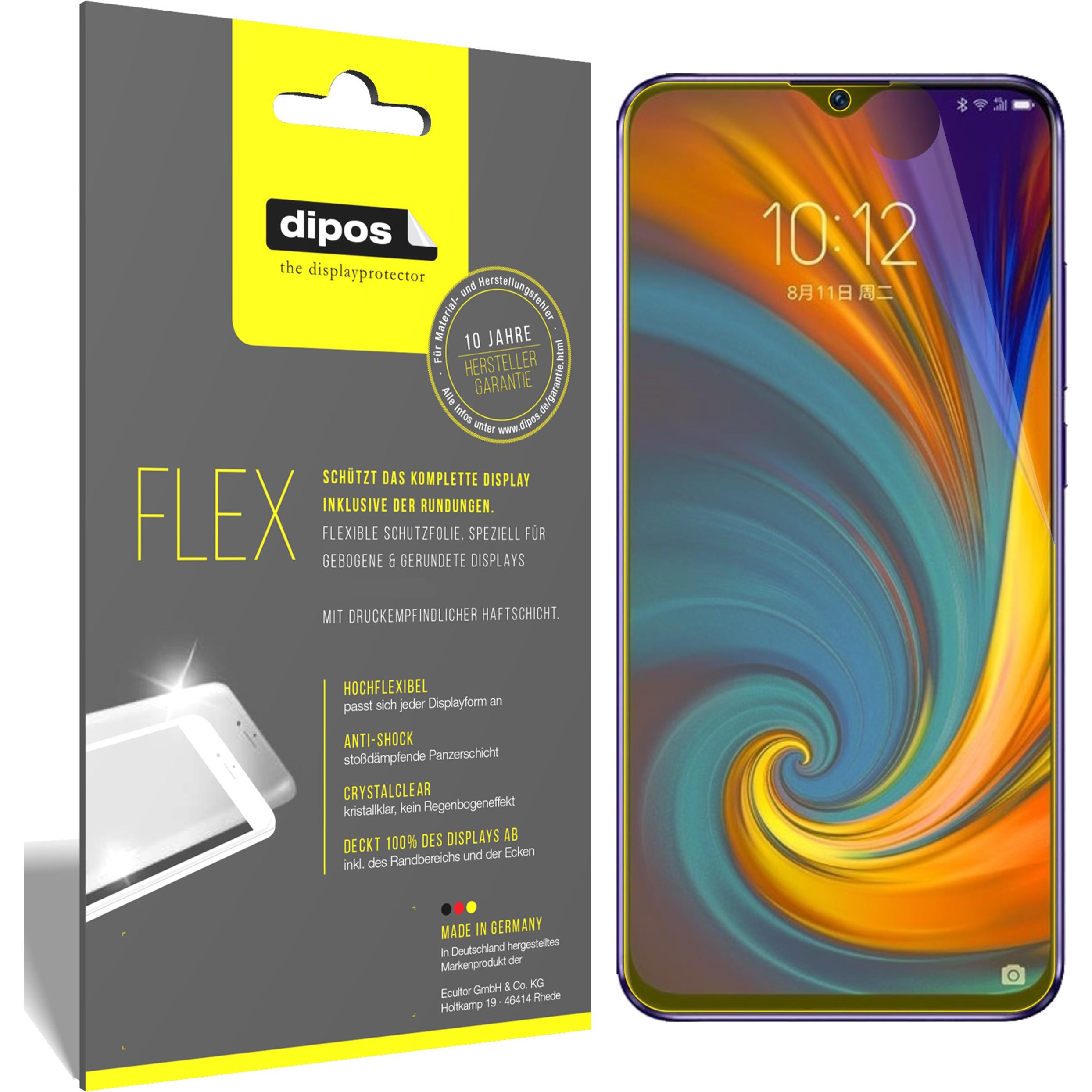 Dipos Displayschutzfolie Full-Cover 3D (3 Stück, Lenovo Z5s), Smartphone Schutzfolie, Transparent