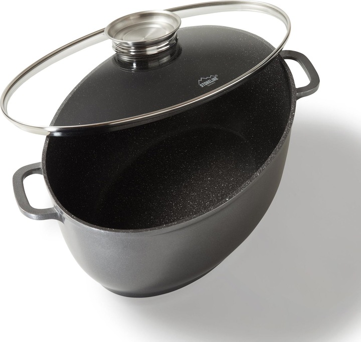 Produktbild Stoneline Gourmet Bräter 39 x 26 cm, mit Aroma-Glasdeckel (39 cm, Bräter + Schmortopf, Aluminiumguss)