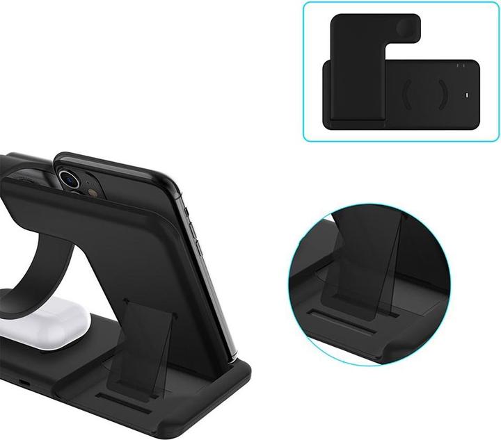 Produktbild Deltalabs Qi Fast Charging Ladegerät Dockingstation Apple Watch / Smartphone / AirPods 15W - 4in1 (15 W)