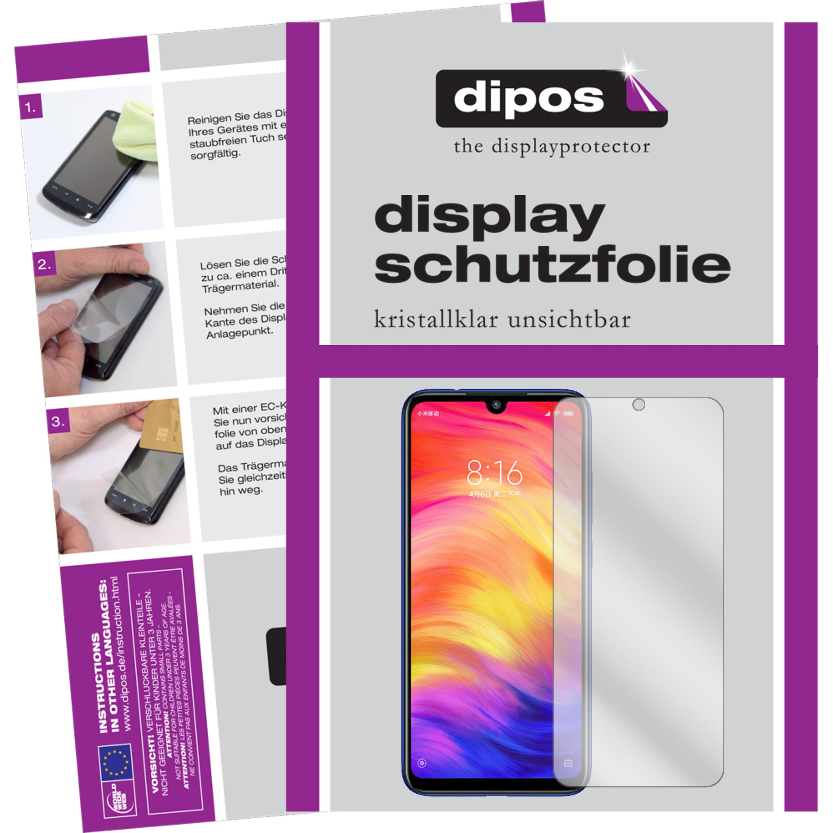 Dipos Displayschutzfolie Crystalclear (4 Stück, Xiaomi Redmi Note 7 Pro), Smartphone Schutzfolie, Transparent