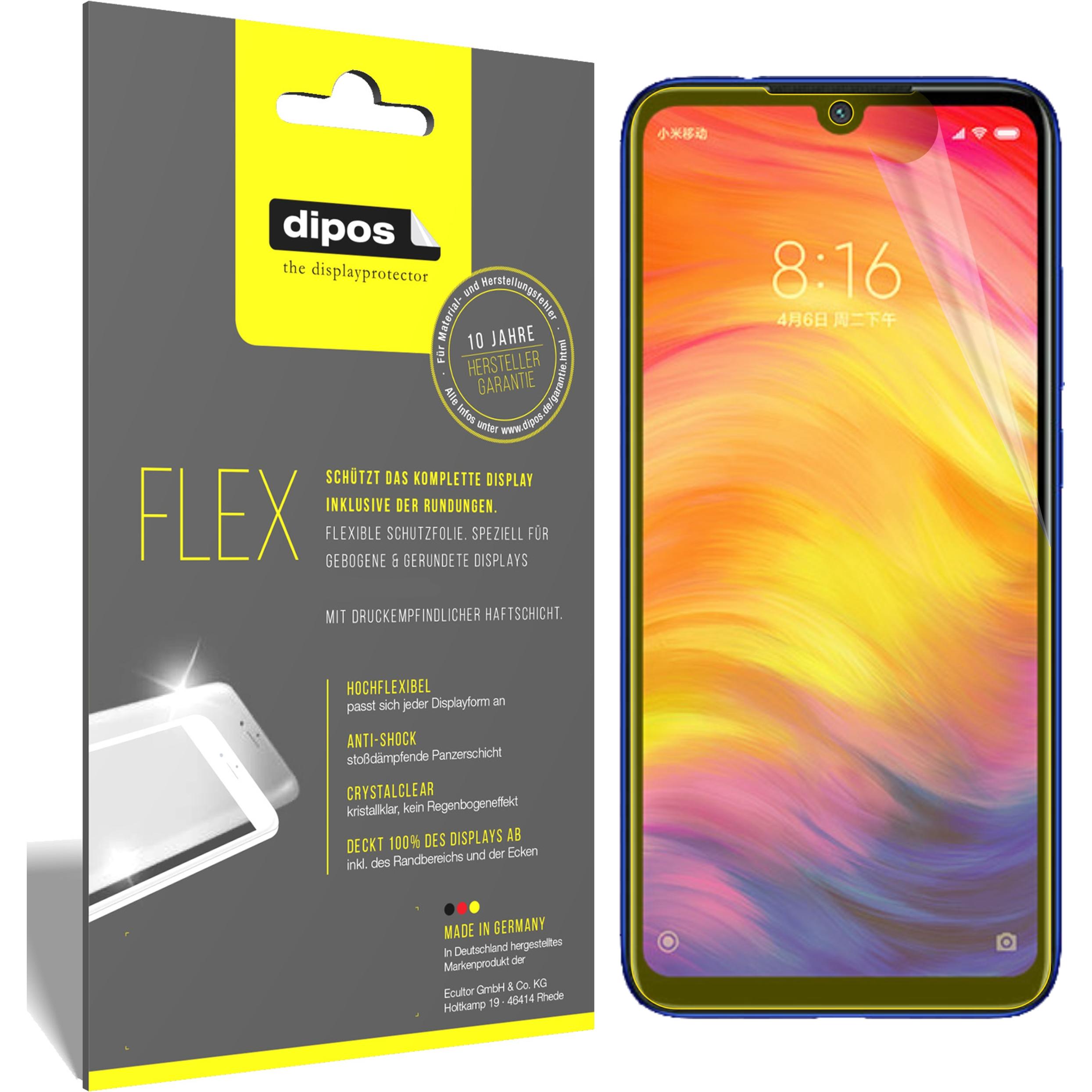 Dipos Displayschutzfolie Full-Cover 3D (3 Stück, Xiaomi Redmi Note 7 Pro), Smartphone Schutzfolie, Transparent