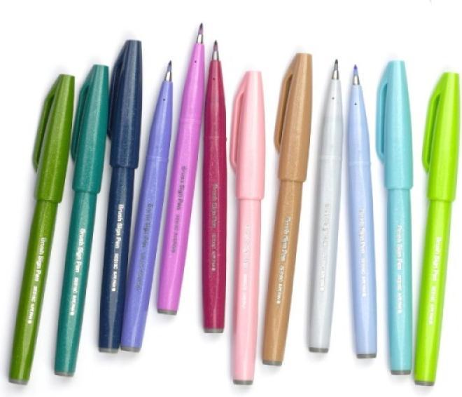 Image du produit Pentel Brush Sign Pen 12 pièces (Violet, Vert, Bleu, Pink, Rouge, 12 x)