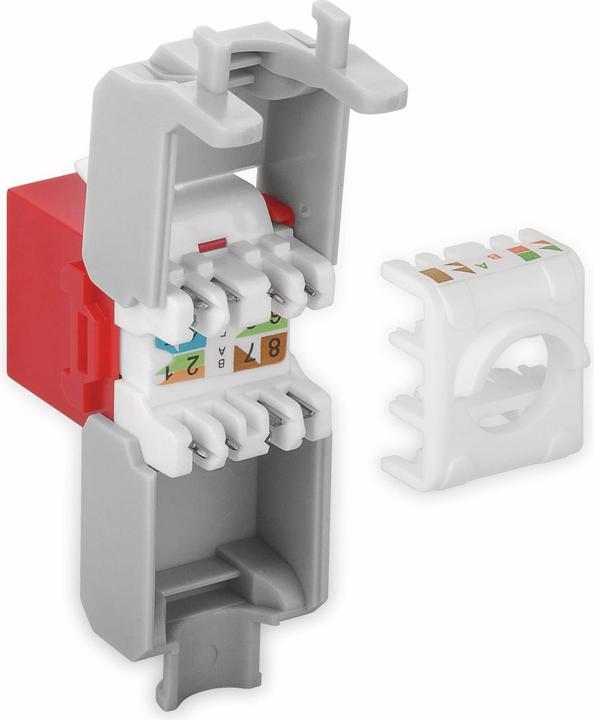 Image du produit Goobay CAT 6a KeyStone RJ45 Jack,non blindé, 500MHz, rouge-blanc (Module Keystone)