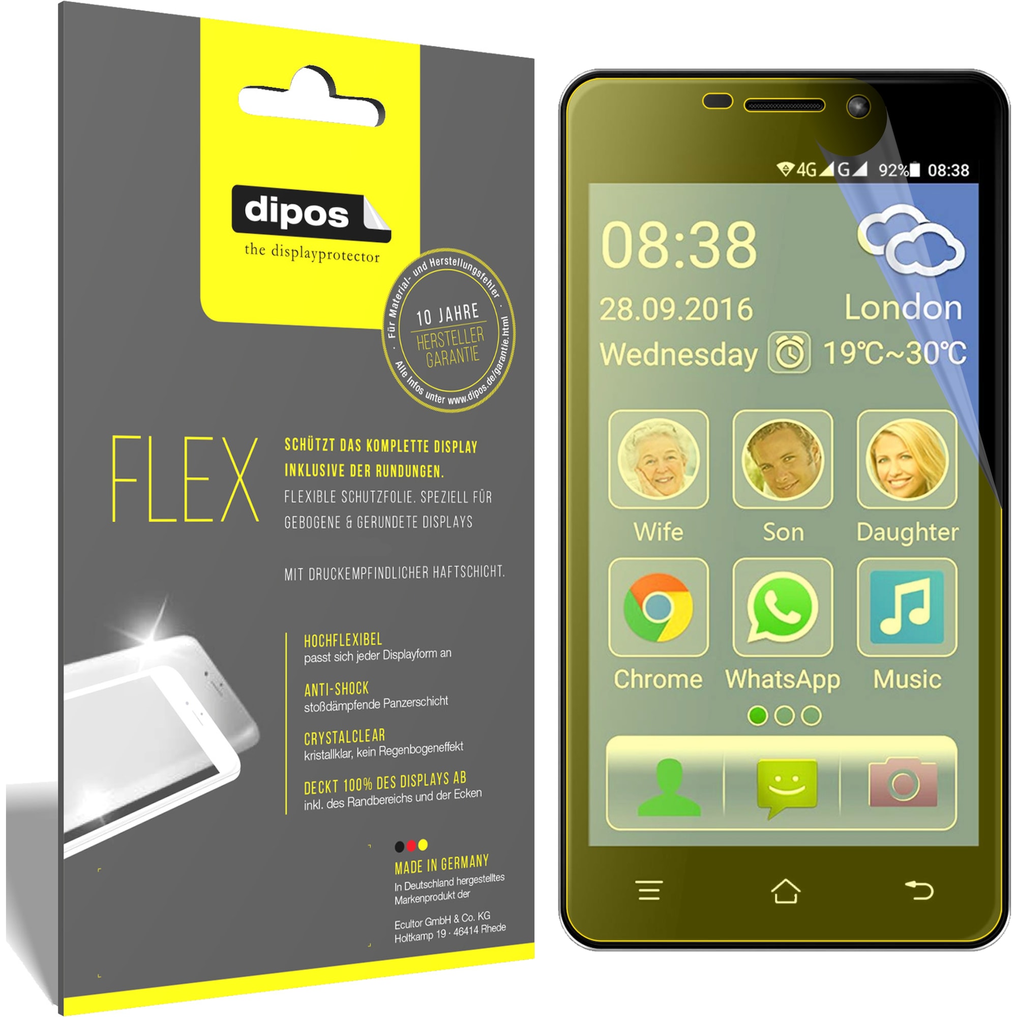 Dipos Displayschutzfolie Full-Cover 3D (2 Stück, Switel eSmart M2), Smartphone Schutzfolie, Transparent