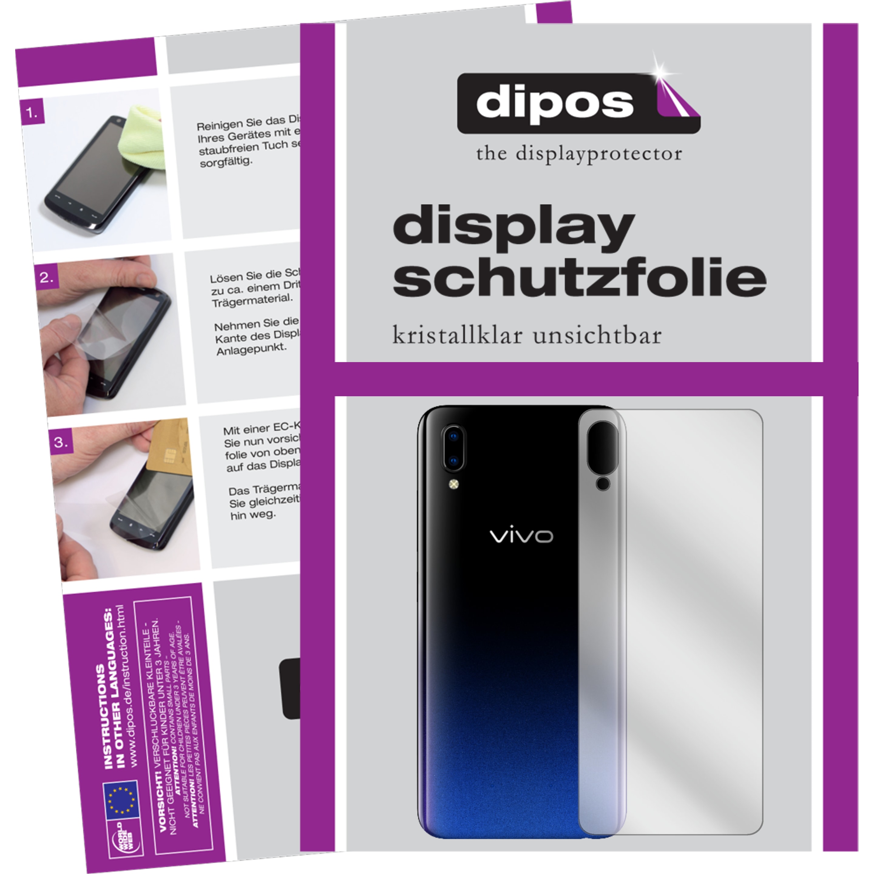 Dipos Displayschutzfolie Crystalclear (5 Stück, Vivo Y95), Smartphone Schutzfolie, Transparent