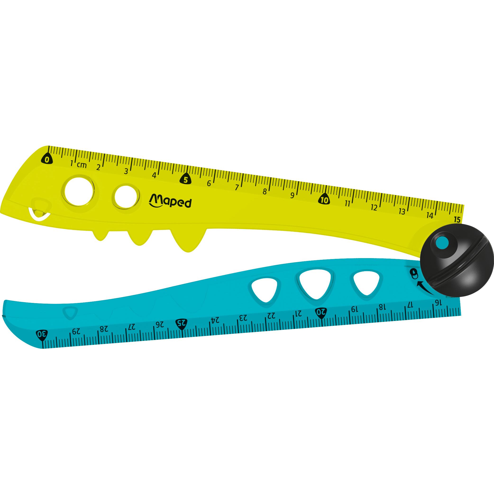 Maped, Lineal, Klapplineal CROC CROC, Kunststoff, 15/30 cm, gelb/türkis, Blister 1 Stück (300 mm)