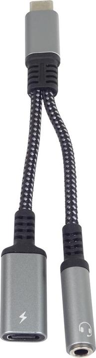 Actual product image PremiumCord Redukce USB-C /3, jack s DAC chipem + USB-C pro nabÃjenÃ (0.13 m)