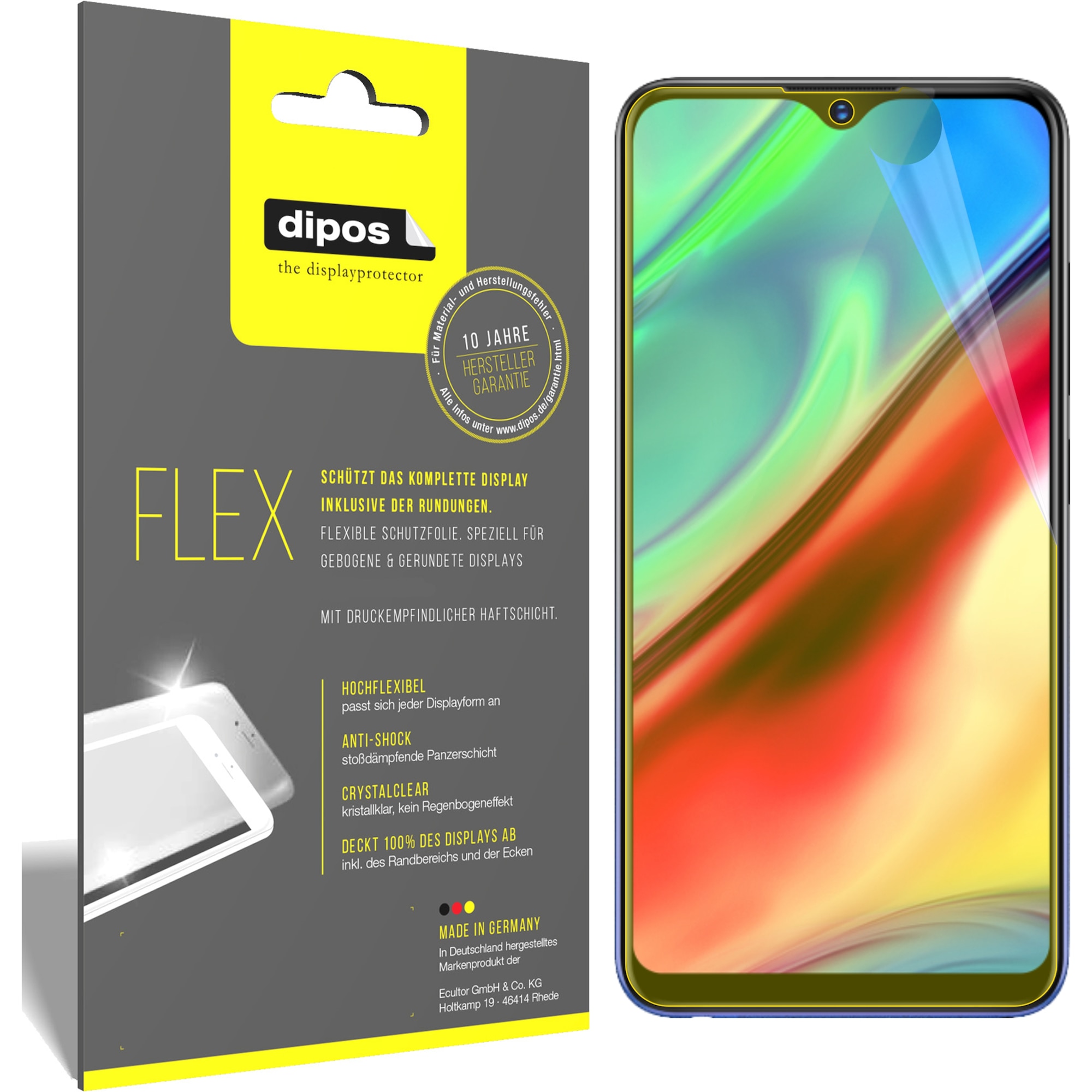 Dipos Displayschutzfolie Full-Cover 3D (3 Stück, Vivo Y91), Smartphone Schutzfolie, Transparent