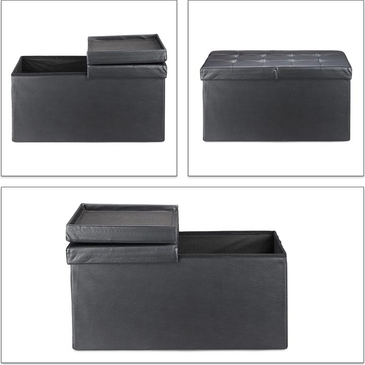 Actual product image Relaxdays Folding Storage Bench, Faux Leather (75 cm)