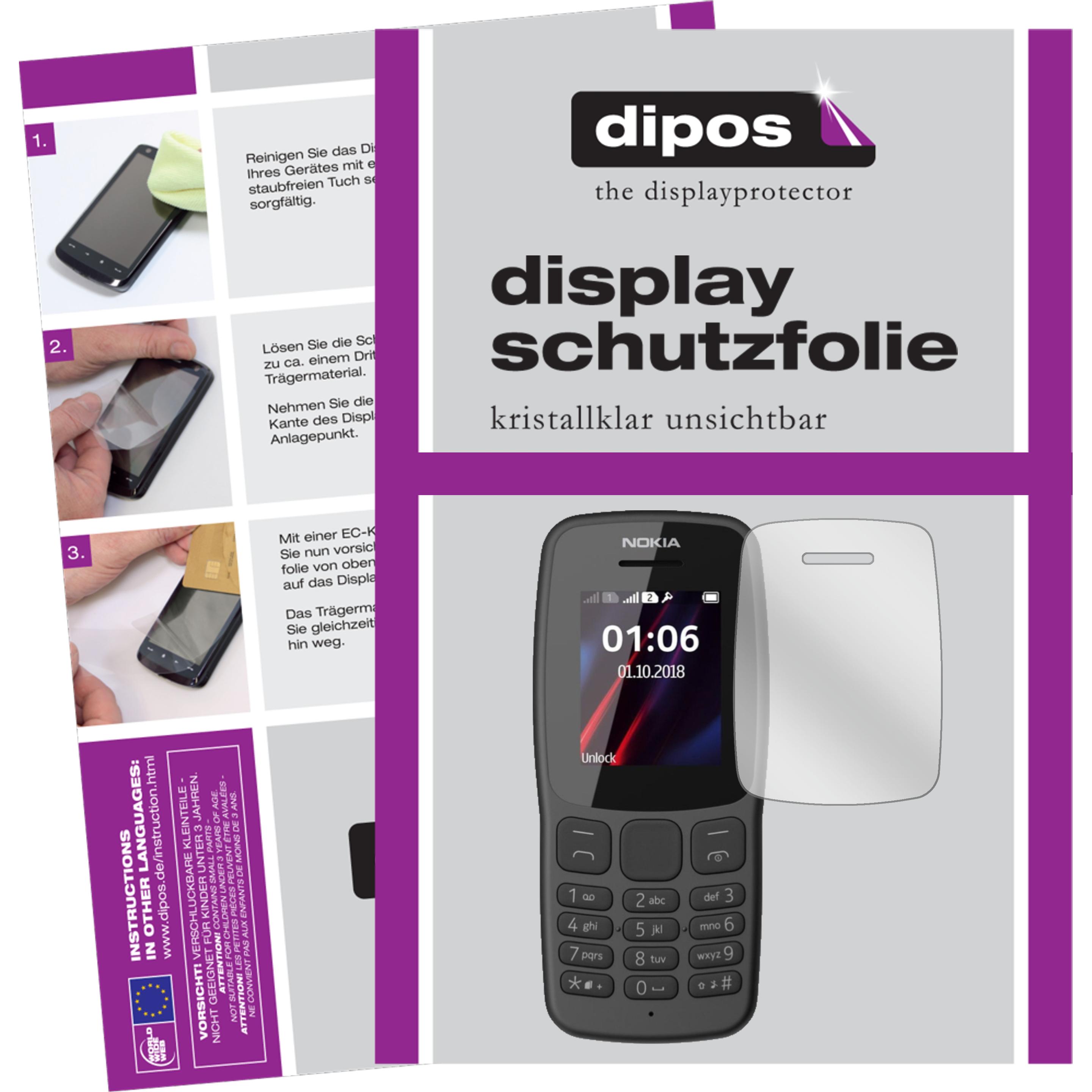 Dipos Displayschutzfolie Crystalclear (2 Stück, Nokia 106 (2018)), Smartphone Schutzfolie, Transparent