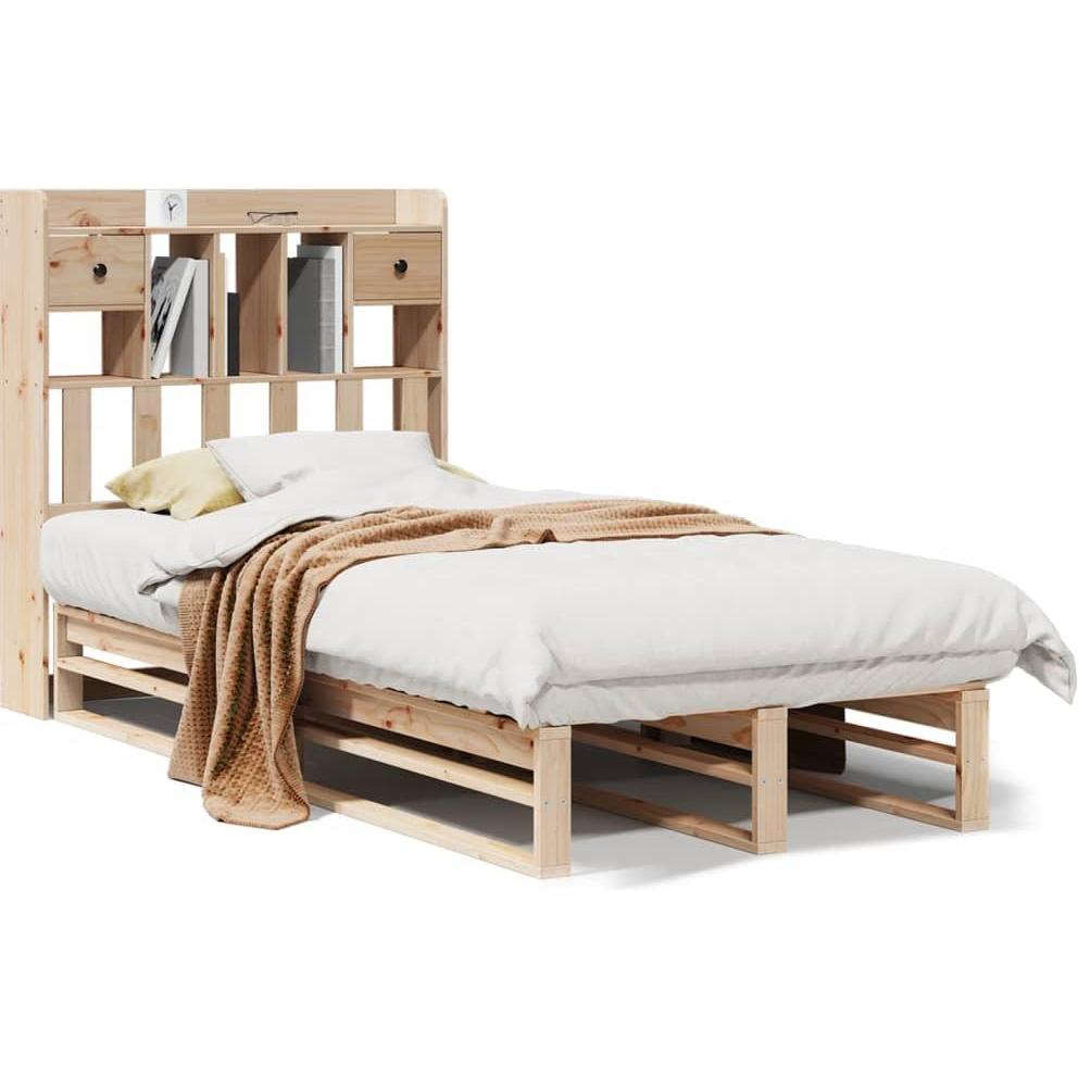 VidaXL, Bett, Massivholzbett Holzbett Bett mit Regal ohne Matratze 75x190cm Kiefer (75 x 190 cm)