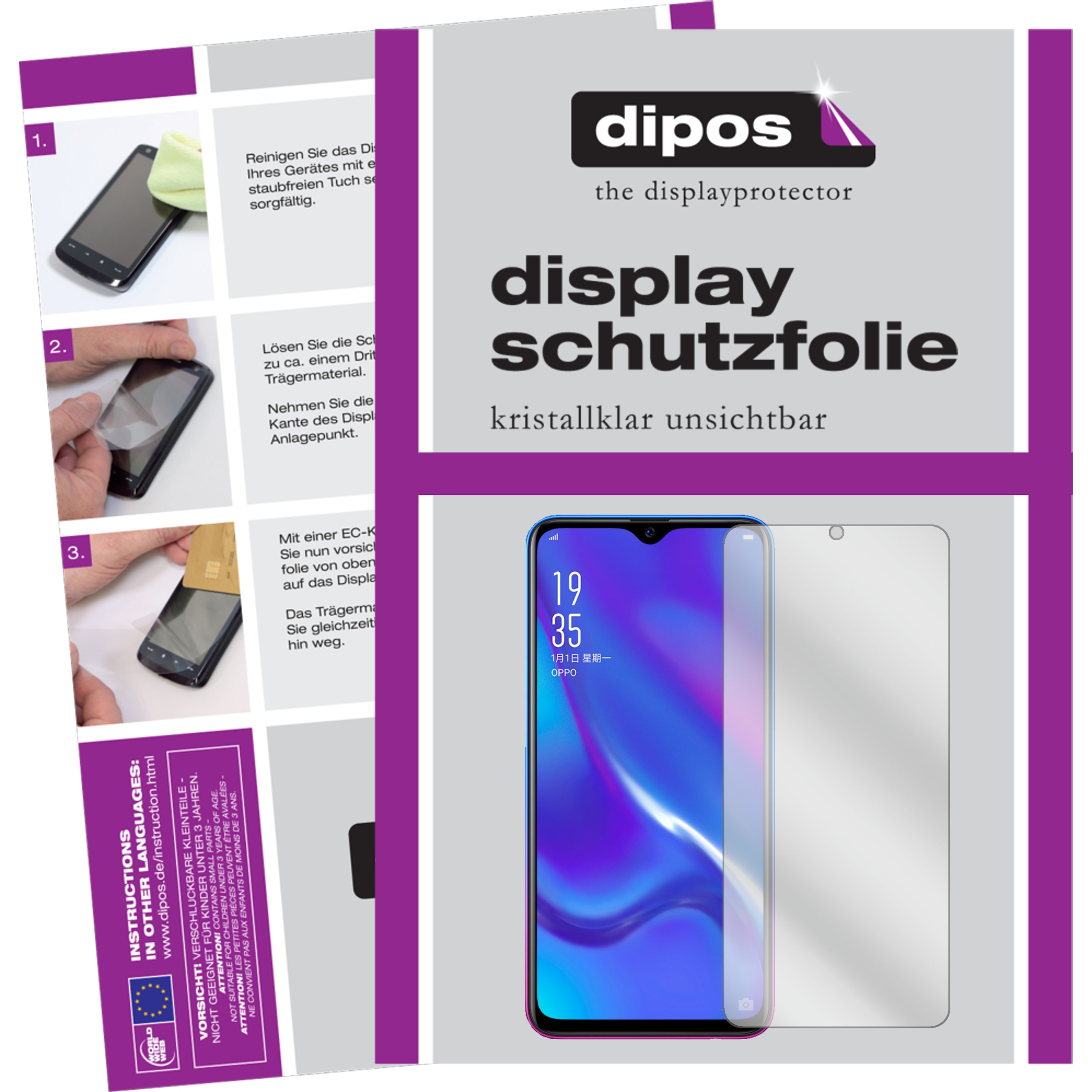 Dipos Displayschutzfolie Crystalclear (1 Stück, Oppo RX17 Neo Pro), Smartphone Schutzfolie, Transparent