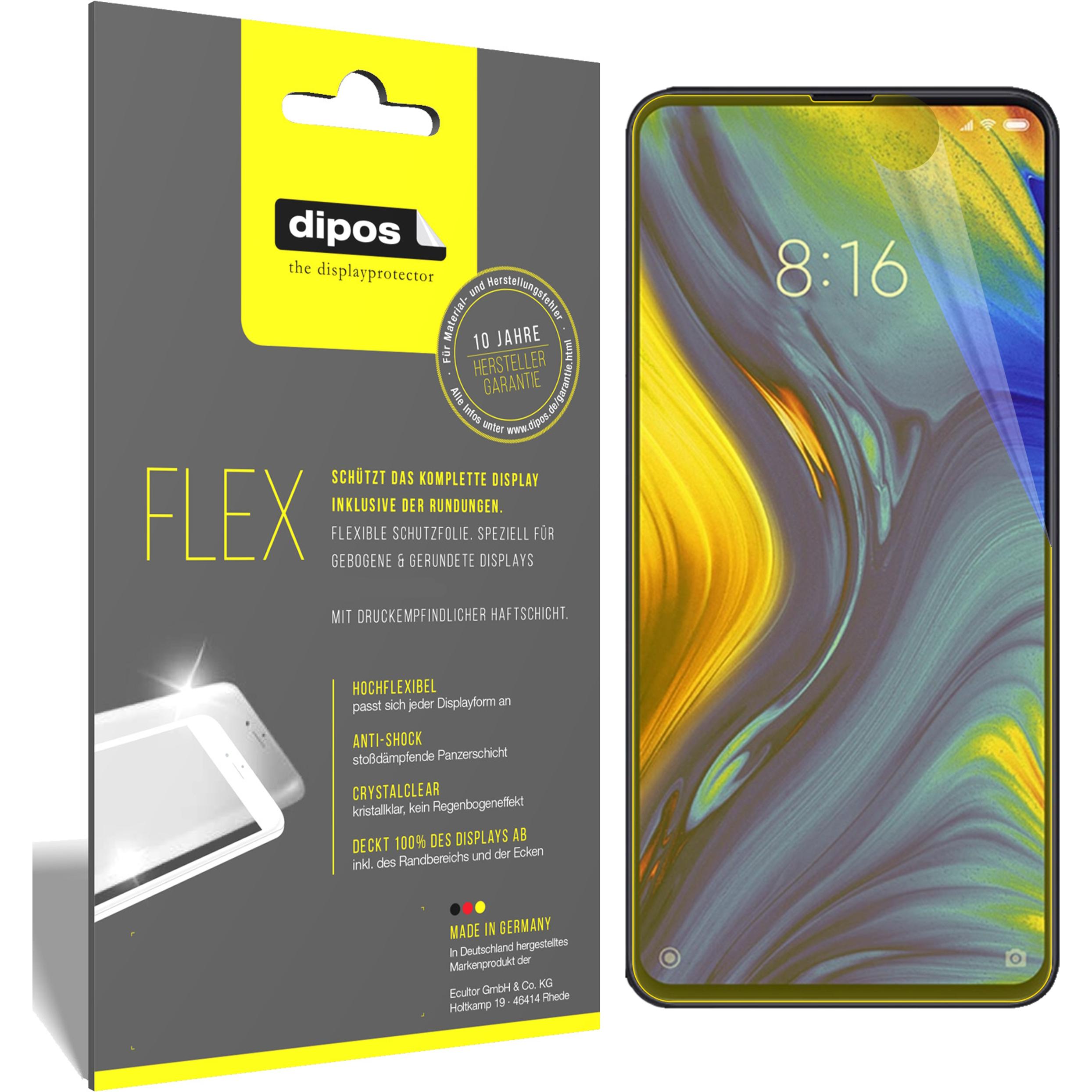 Dipos Displayschutzfolie Full-Cover 3D (2 Stück, Xiaomi Mi Mix 3), Smartphone Schutzfolie, Transparent