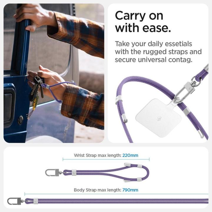 Produktbild Spigen Universal Strap Set Crossbody& Wrist zestaw smyczy do telefonu fioletowy/deep purple AFA