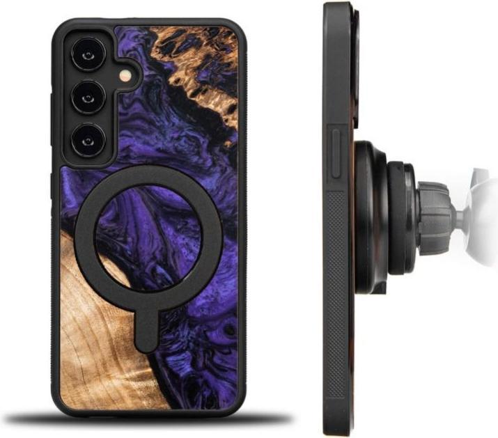 Actual product image Bewood Unique MagSafe Violet wood and resin case for Samsung Galaxy A55 5G - purple and black (Samsung Galaxy A55)